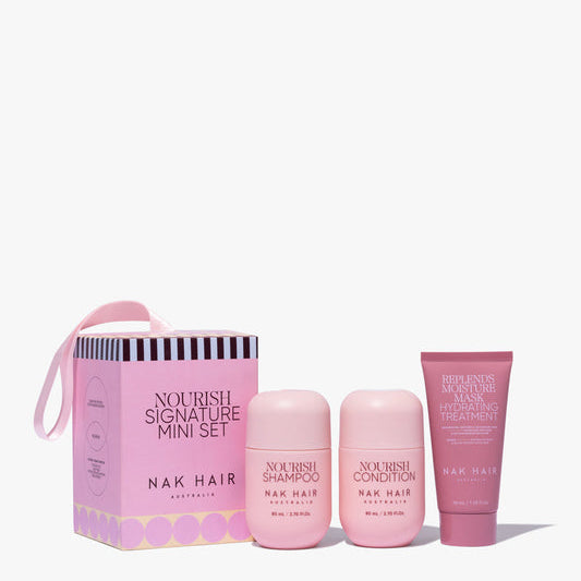Nak Holiday Nourish Travel Trio | Shampoo + Conditioner + Moisture Mask| Hydrating Travel Set