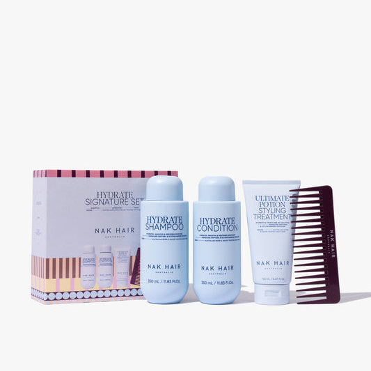 Nak Holiday Hydrate Trio With Gift | Hydrate Shampoo 350Ml + Conditioner 350Ml + Ultimate Potion 150Ml | Moisturising Hair Care Set