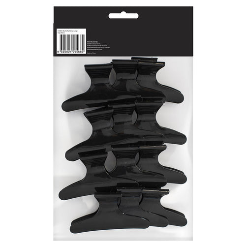 BUTTERFLY CLIP LARGE BLACK GC069 12PKT