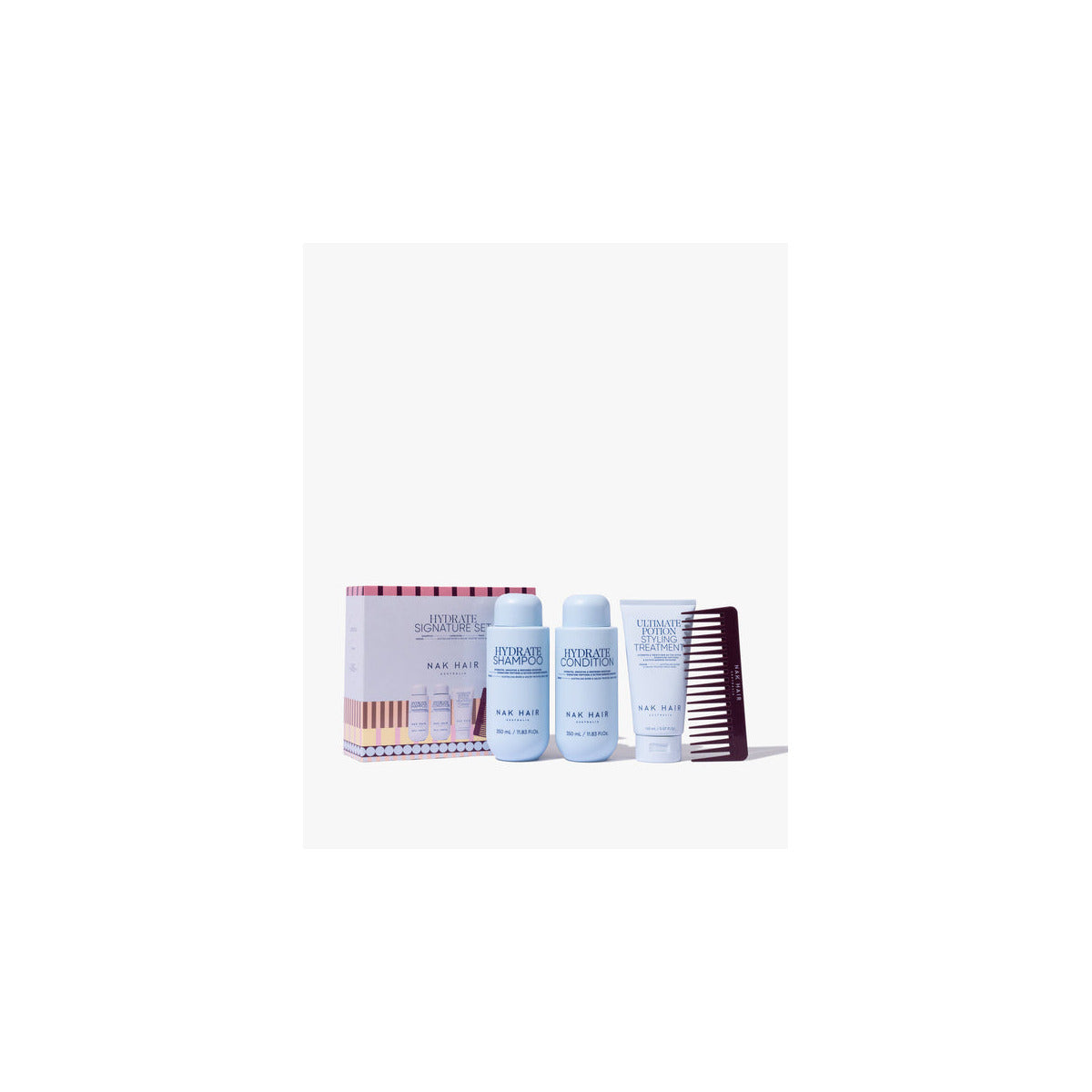 Nak Holiday Hydrate Trio With Gift | Hydrate Shampoo 350Ml + Conditioner 350Ml + Ultimate Potion 150Ml | Moisturising Hair Care Set