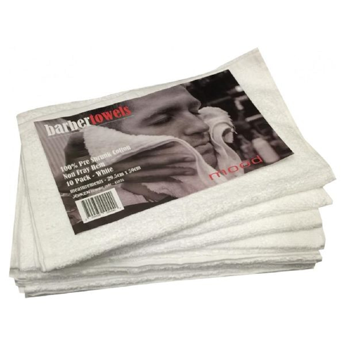 White Barber Towels 29.5cm x 59cm 10 Pack