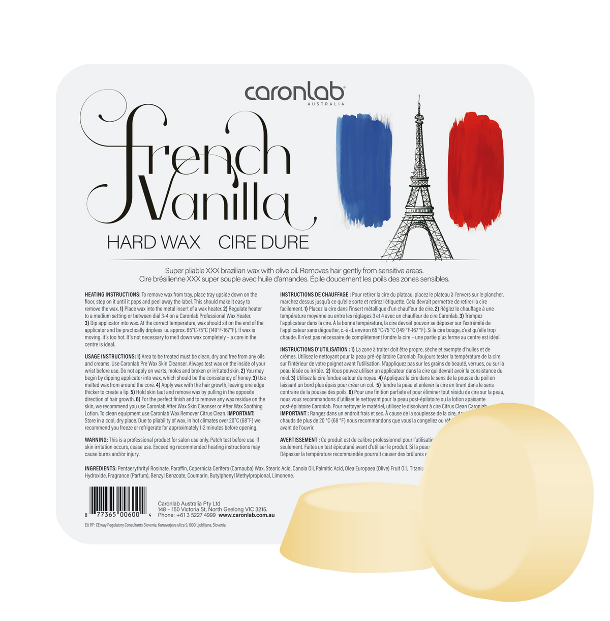 French Vanilla Hard Wax Caronlab 500g